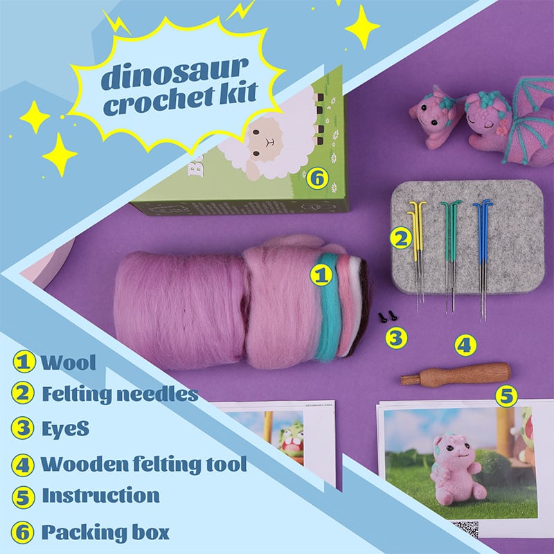 Handmade Needle felting dragon kit