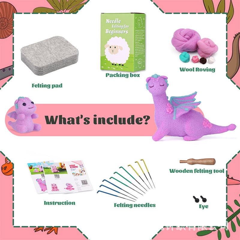 Handmade Needle felting dragon kit