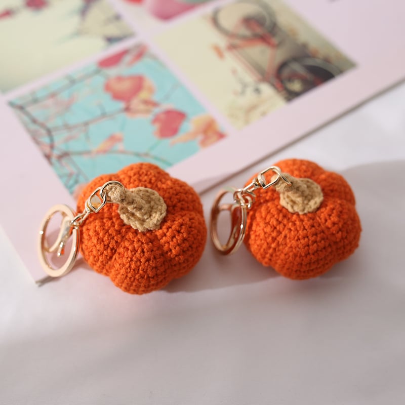 Adorable Handmade Crochet Pumpkin Keychains —— Orange Pumpkin: The Quintessential Fall Accent