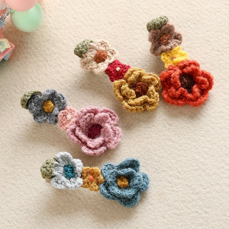 crochet flower hair clips