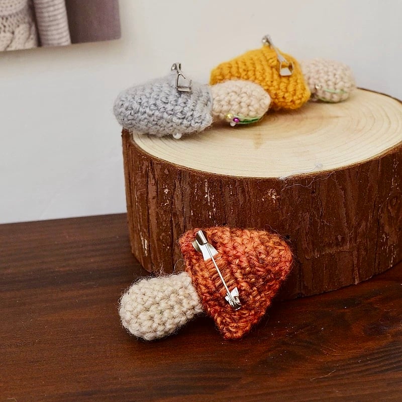 Handmade embroidery mushroom brooch