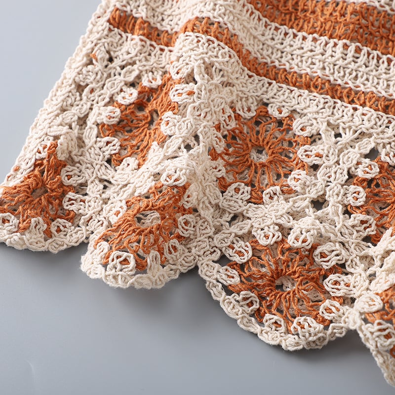 Handmade Crochet Striped Crop Tank Tops