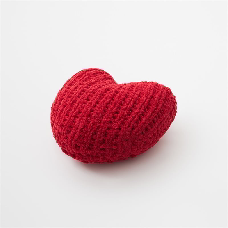Handmade Knitted Heart Throw Pillow with Insert Red Heart Pillow