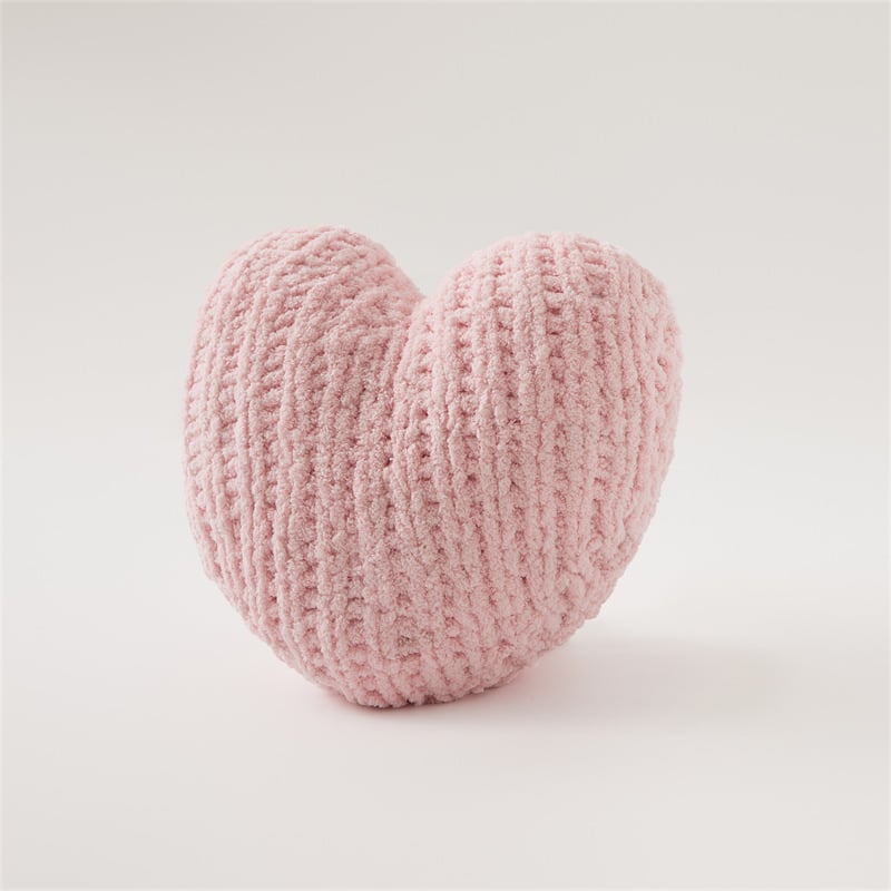 Handmade Knitted Heart Throw Pillow with Insert Light Pink Heart Pillow