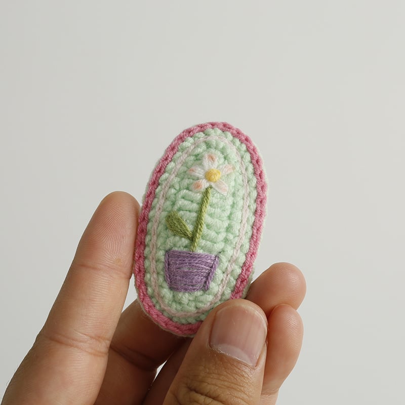 Handmade Crochet Embroidered Hair Clips