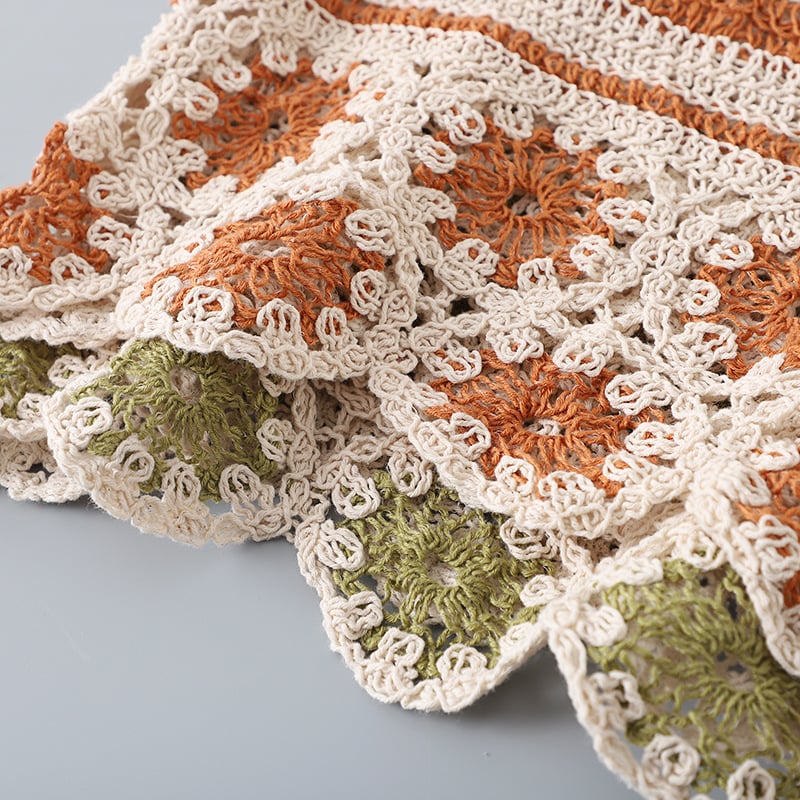 Handmade Crochet Striped Crop Tank Tops