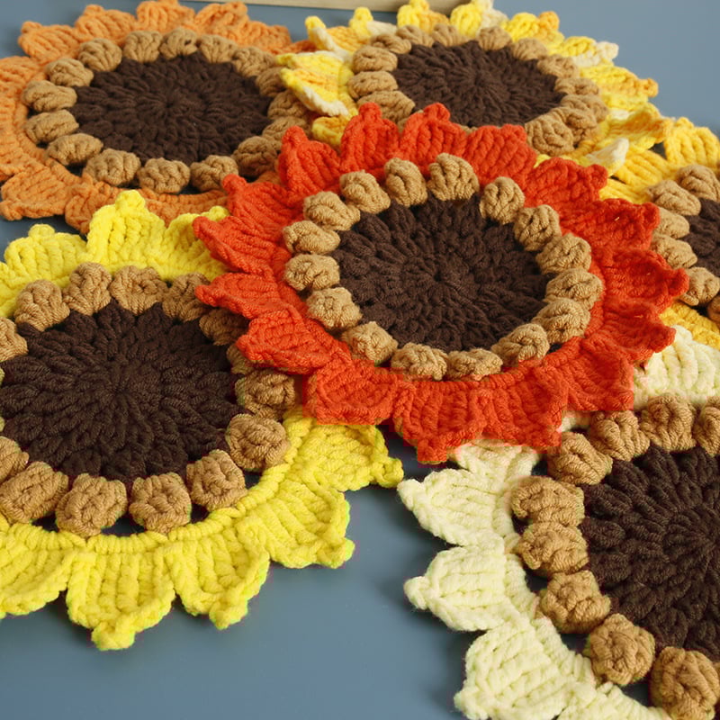 Handmade Crochet Sunflower Coasters