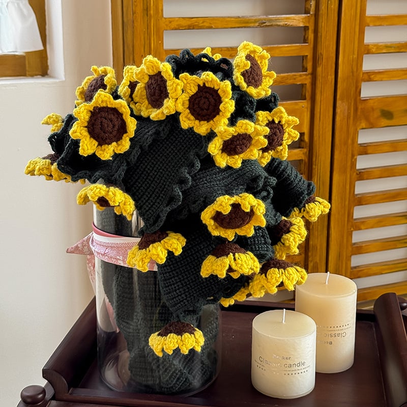 Handmade Crochet Flower Throws – Sunflower Green Throw 