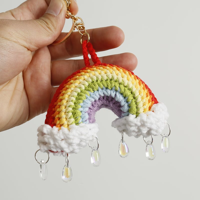 Handmade Rainbow Raindrop Keychain