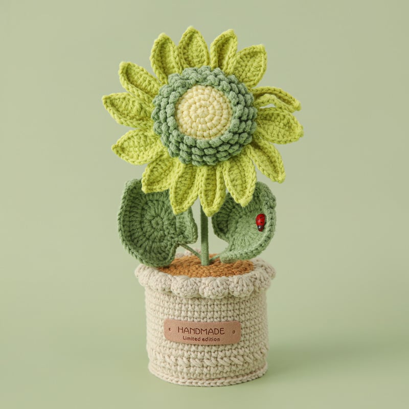Handmade Crochet Sunflower Potted Plant