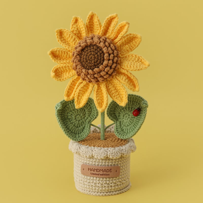 Handmade Crochet Sunflower Potted Plant