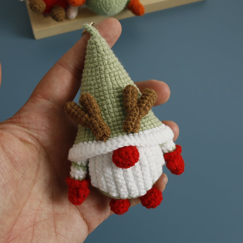 red - Handmade Crochet Christmas Gnome Keychains