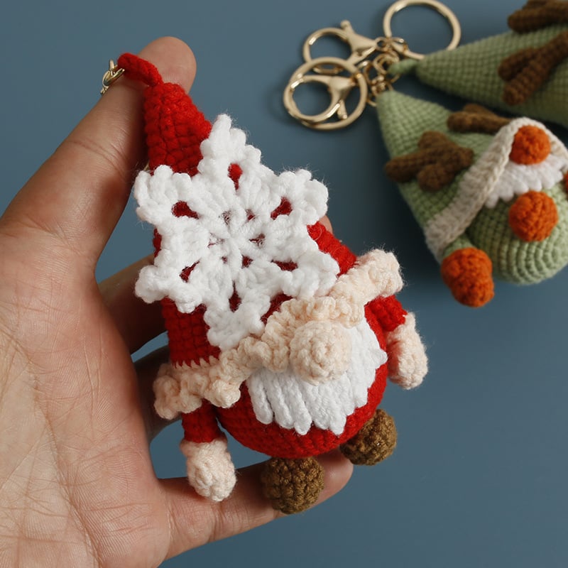 pink — Handmade Crochet Christmas Gnome Keychains