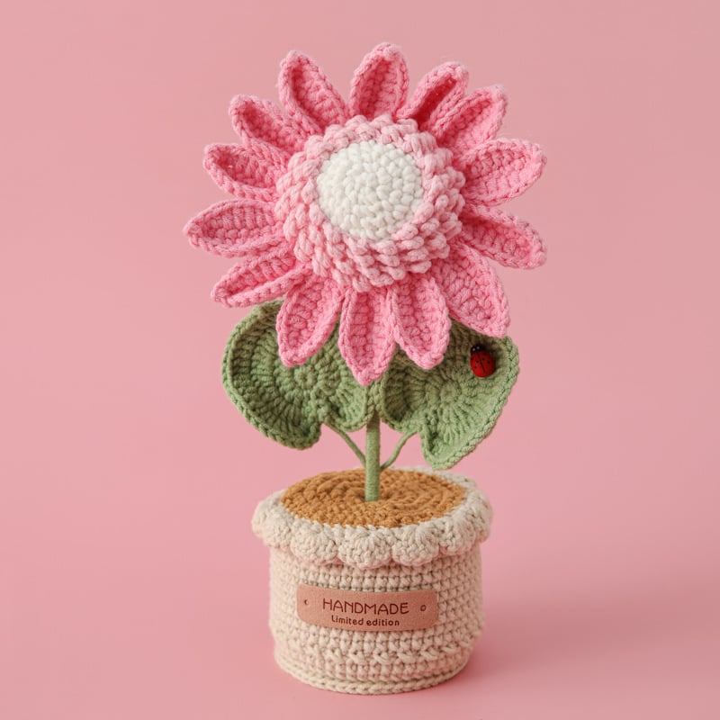 Handmade Crochet Sunflower Potted Plant