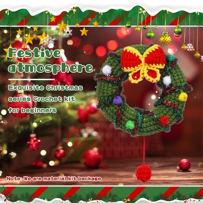 DIY crochet Christmas wreath kit Classic Bow Wreath