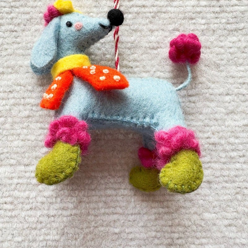 Handmade Wool Felt Poodle Keychain — The Sky Blue Poodle