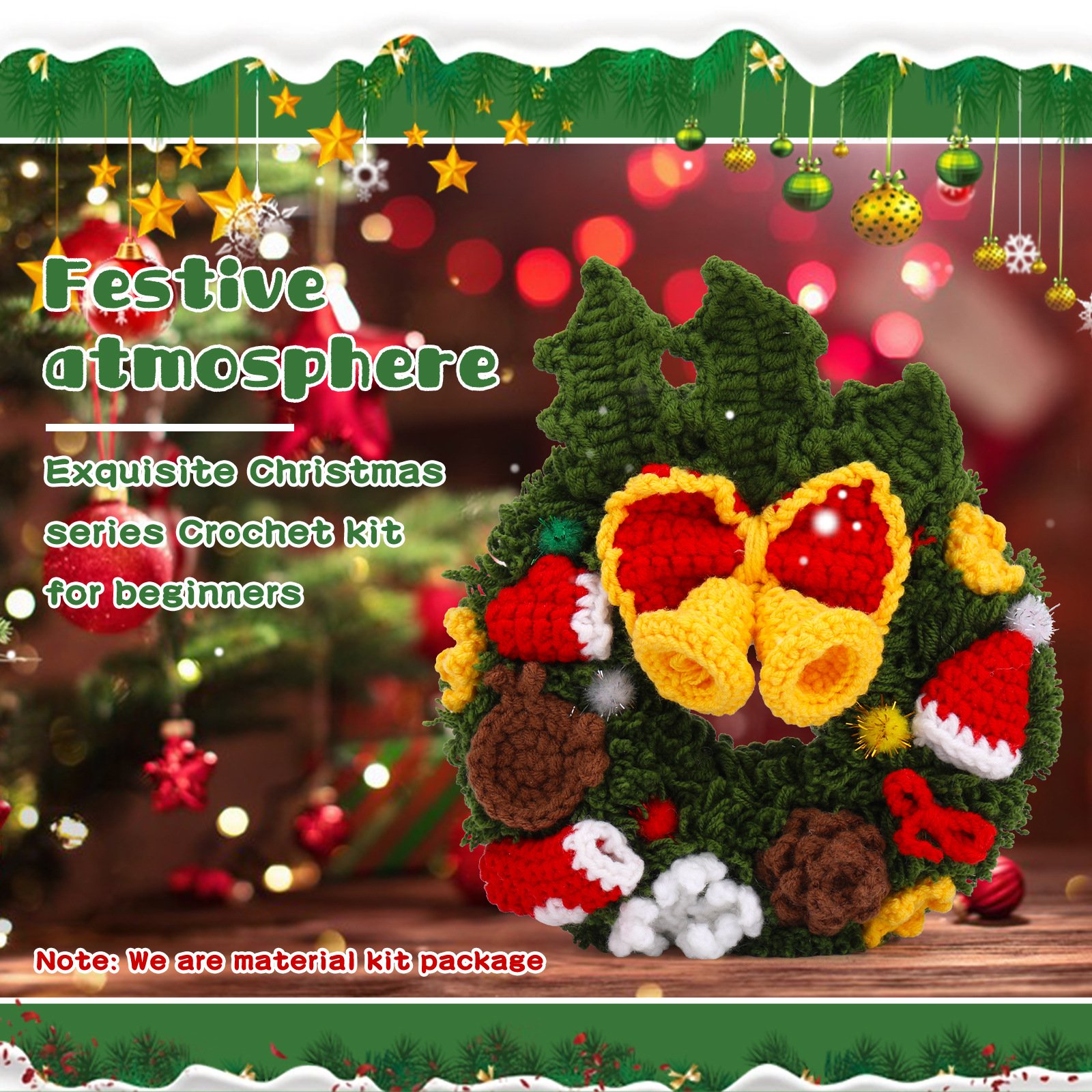 DIY Crochet Christmas Wreath Kit Multi-Decor Wreath