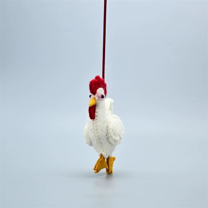 Handmade Felt Chicken Keychain