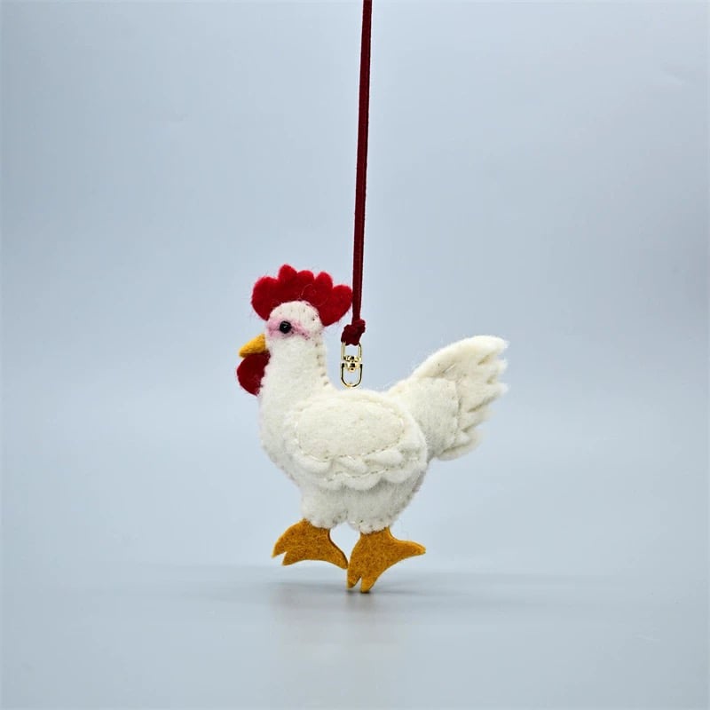 Handmade Felt Chicken Keychain