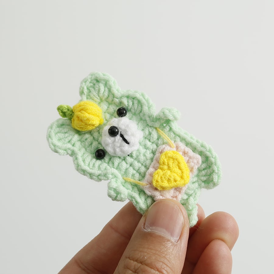 handmade crochet bear hair clips