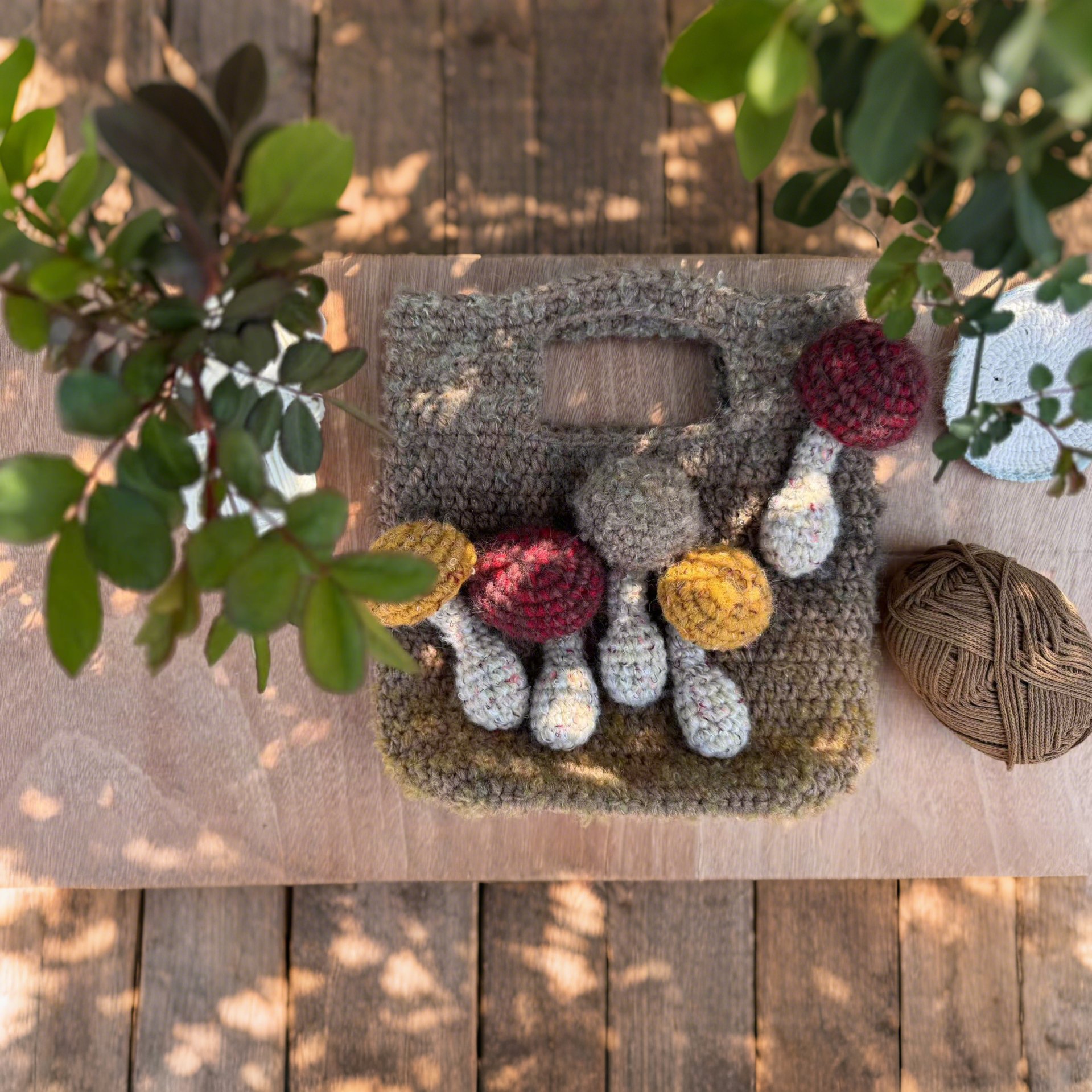 crochet mushroom bag