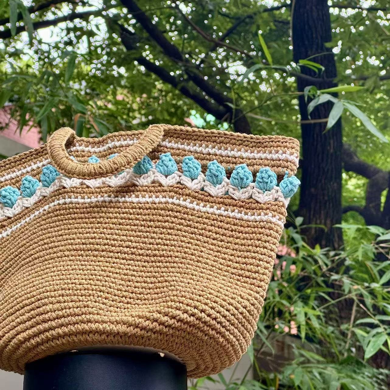 Handmade crocheted floral bag