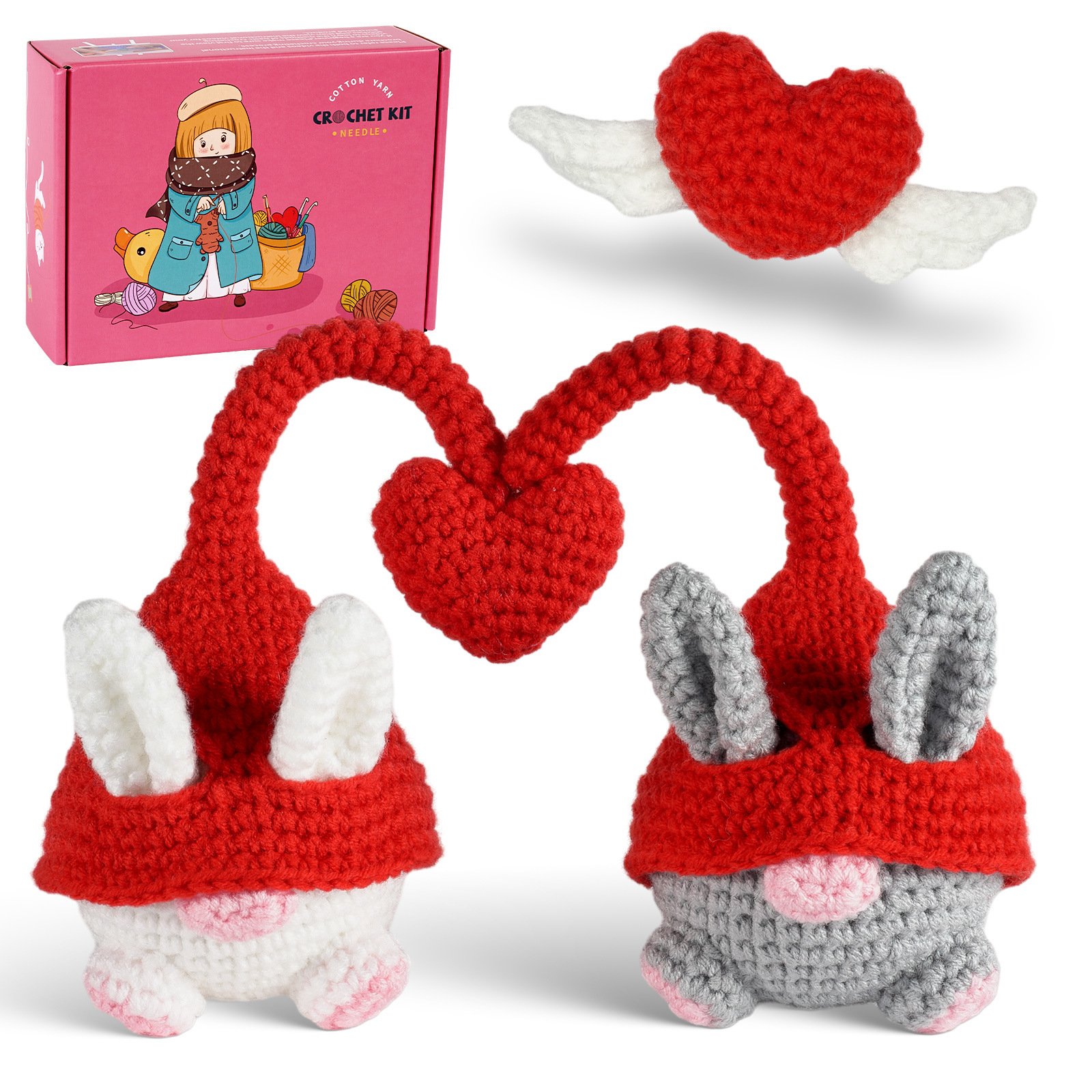 Crochet Bunny Gnome Couple Kit