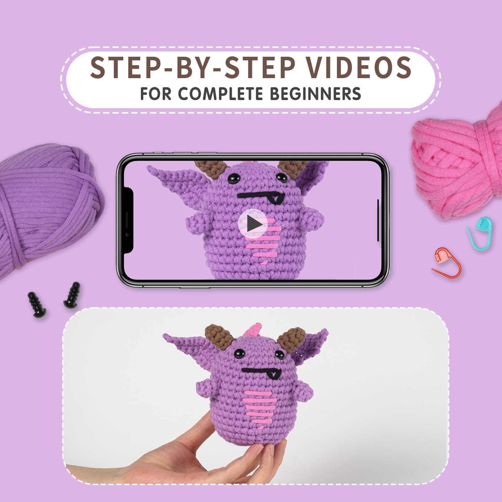 Halloween monster knitting toy