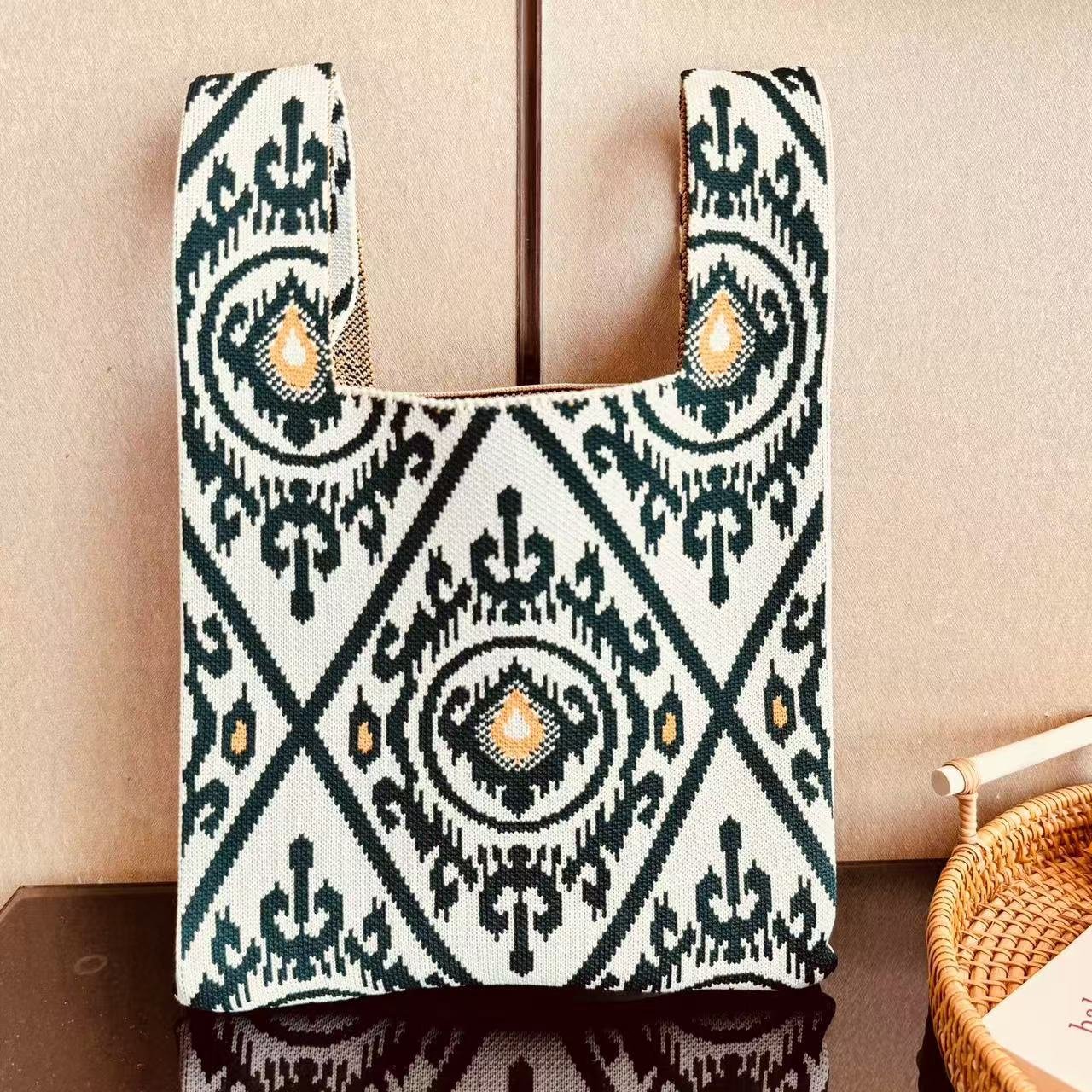 Atlas pattern handbag