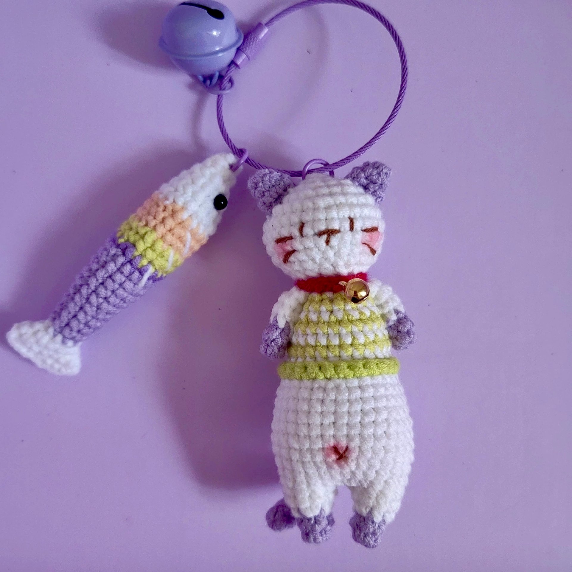 Handmade Crocheted Cat Keychains
