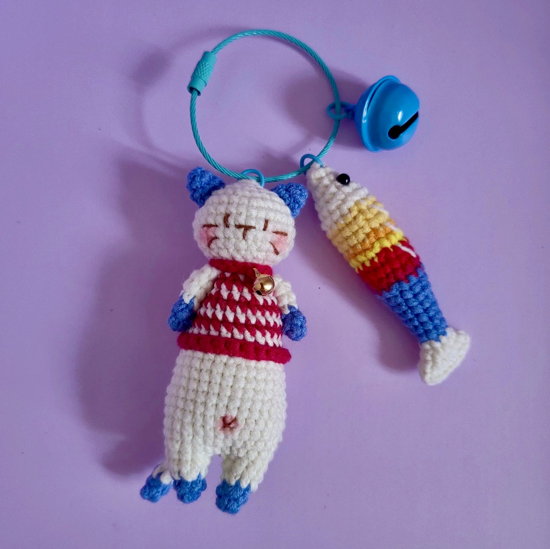 Handmade Crocheted Cat Keychains
