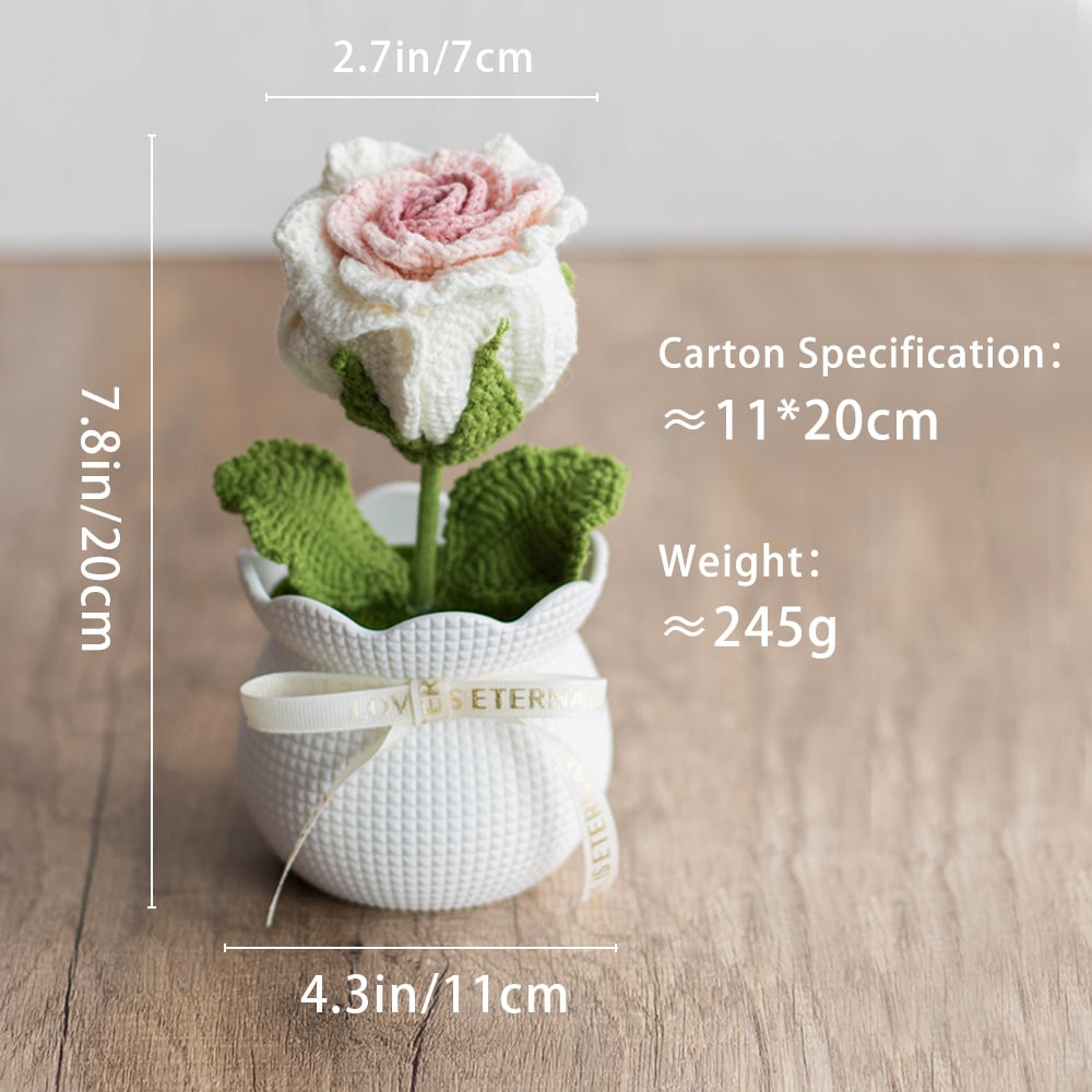 crochet rose potted plant