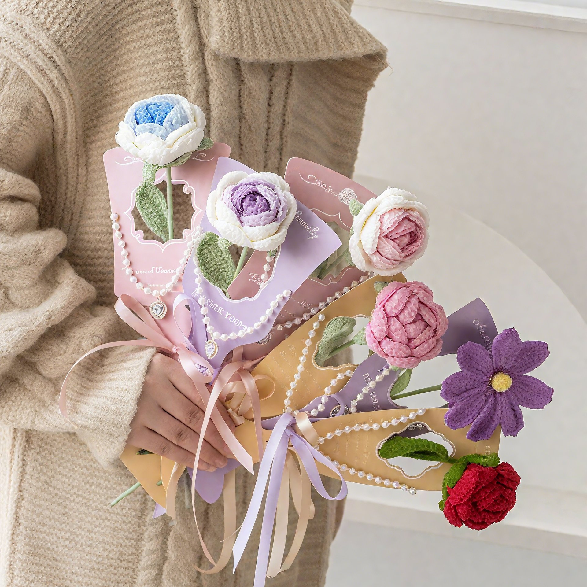 Handmade Crochet Rose Bouquet