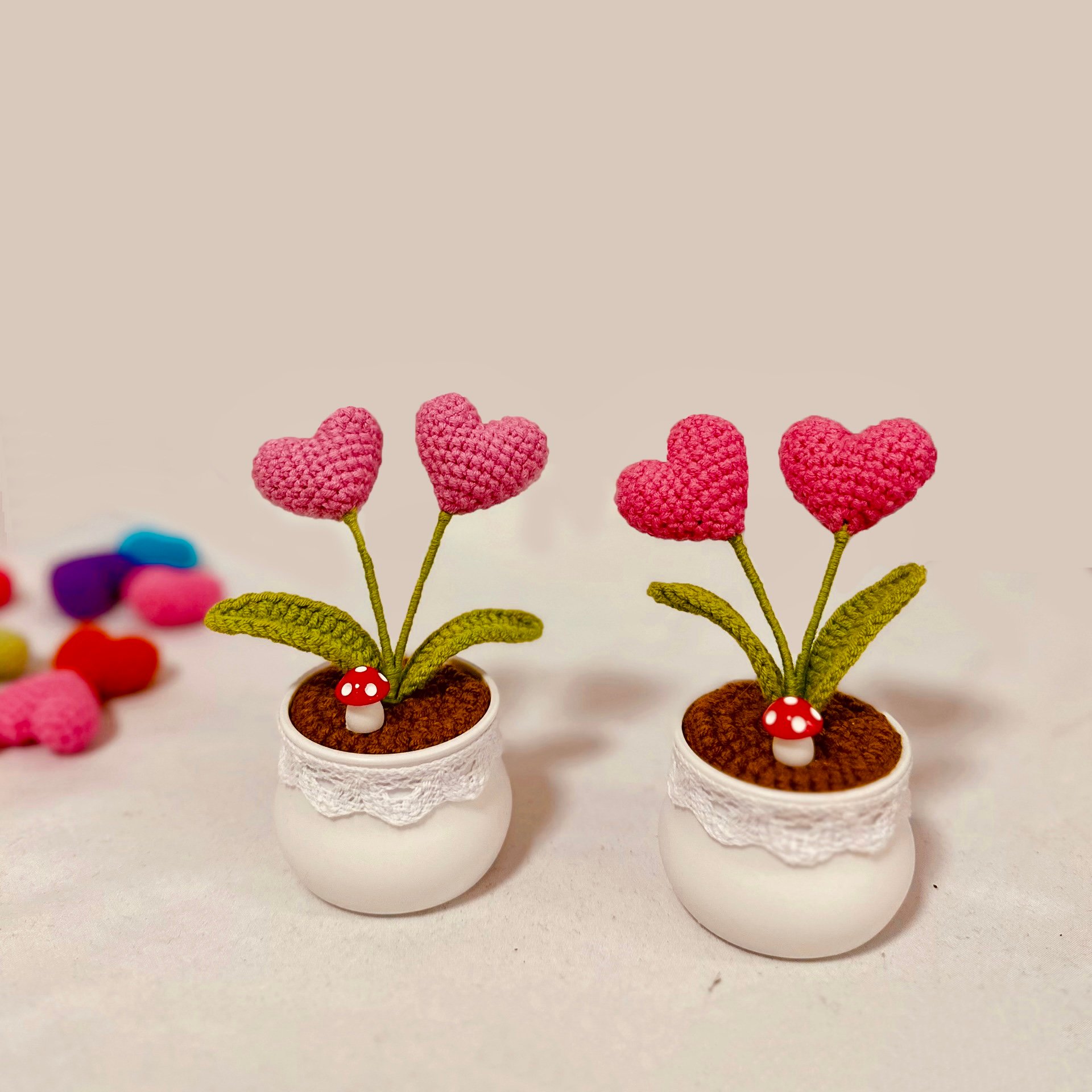 Crochet Heart Flower Pot – Handmade Knitted Love Plant Gift, 