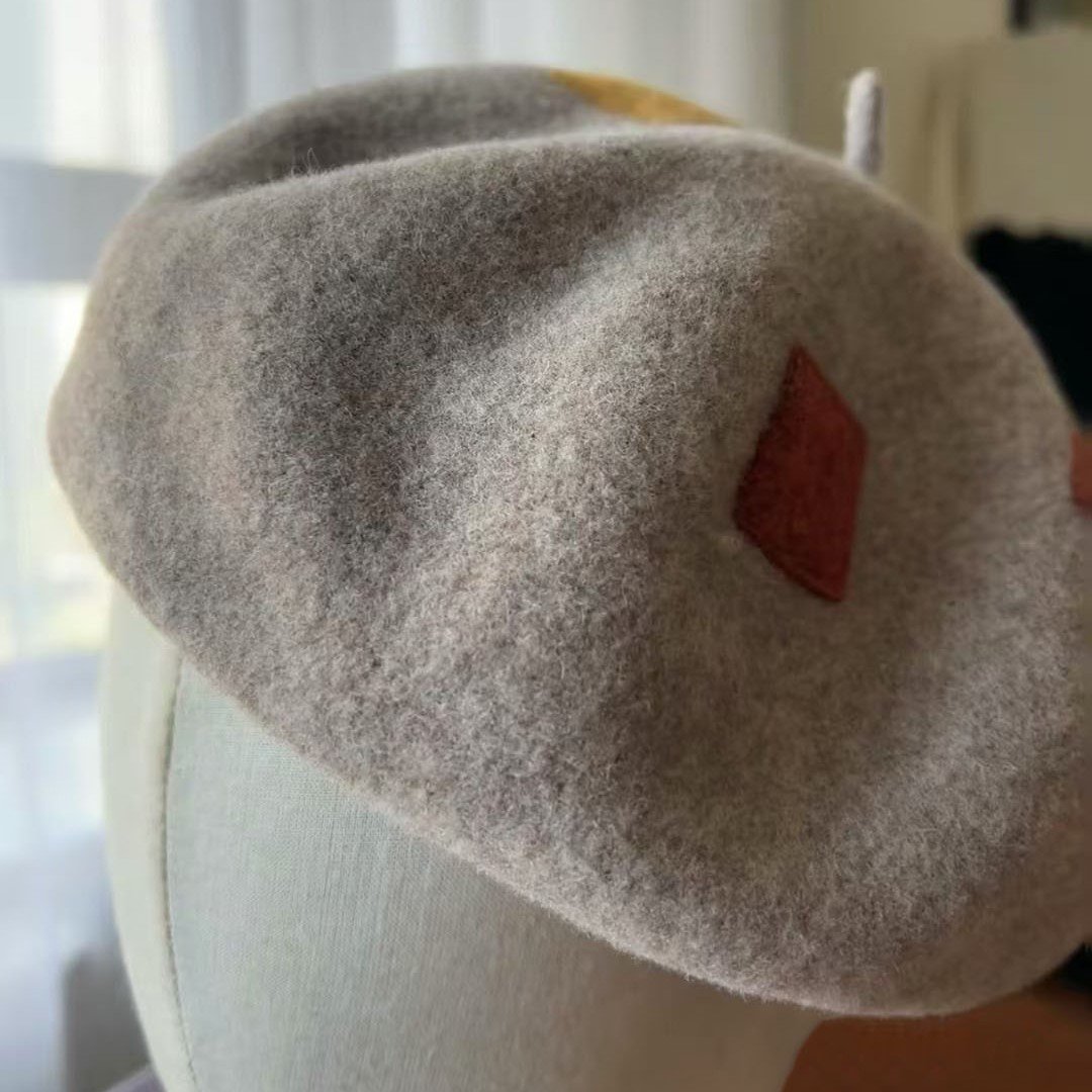  Handmade Wool Beret with Colorful Felt Patches