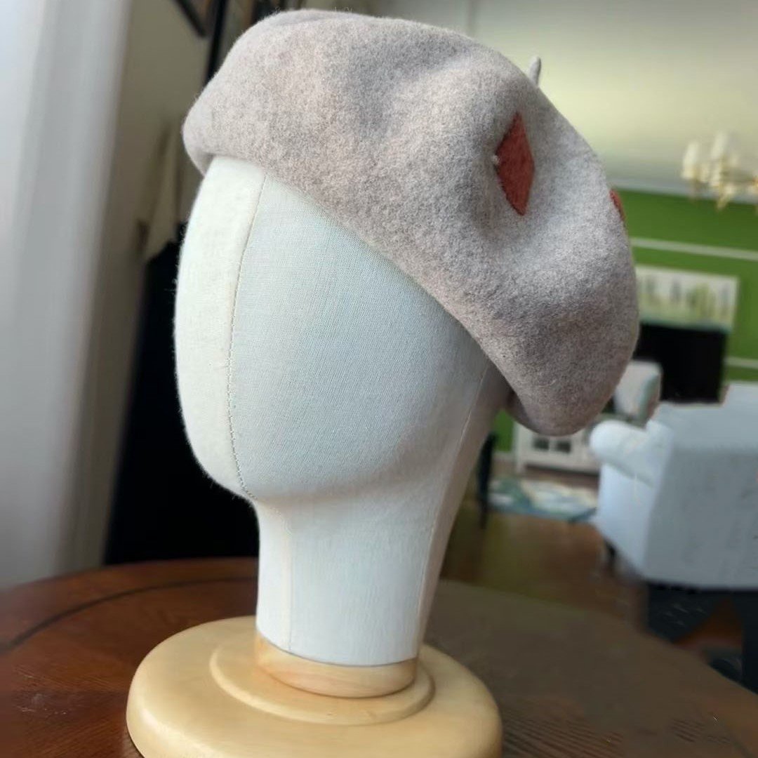  Handmade Wool Beret with Colorful Felt Patches