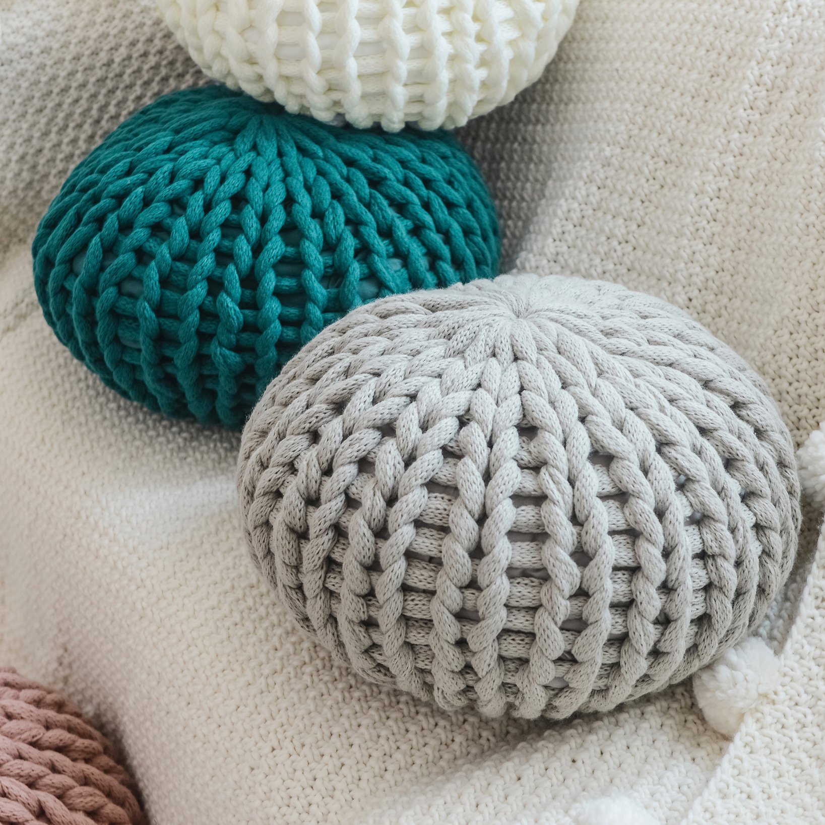 Soft handmade candy-shaped and round pillows