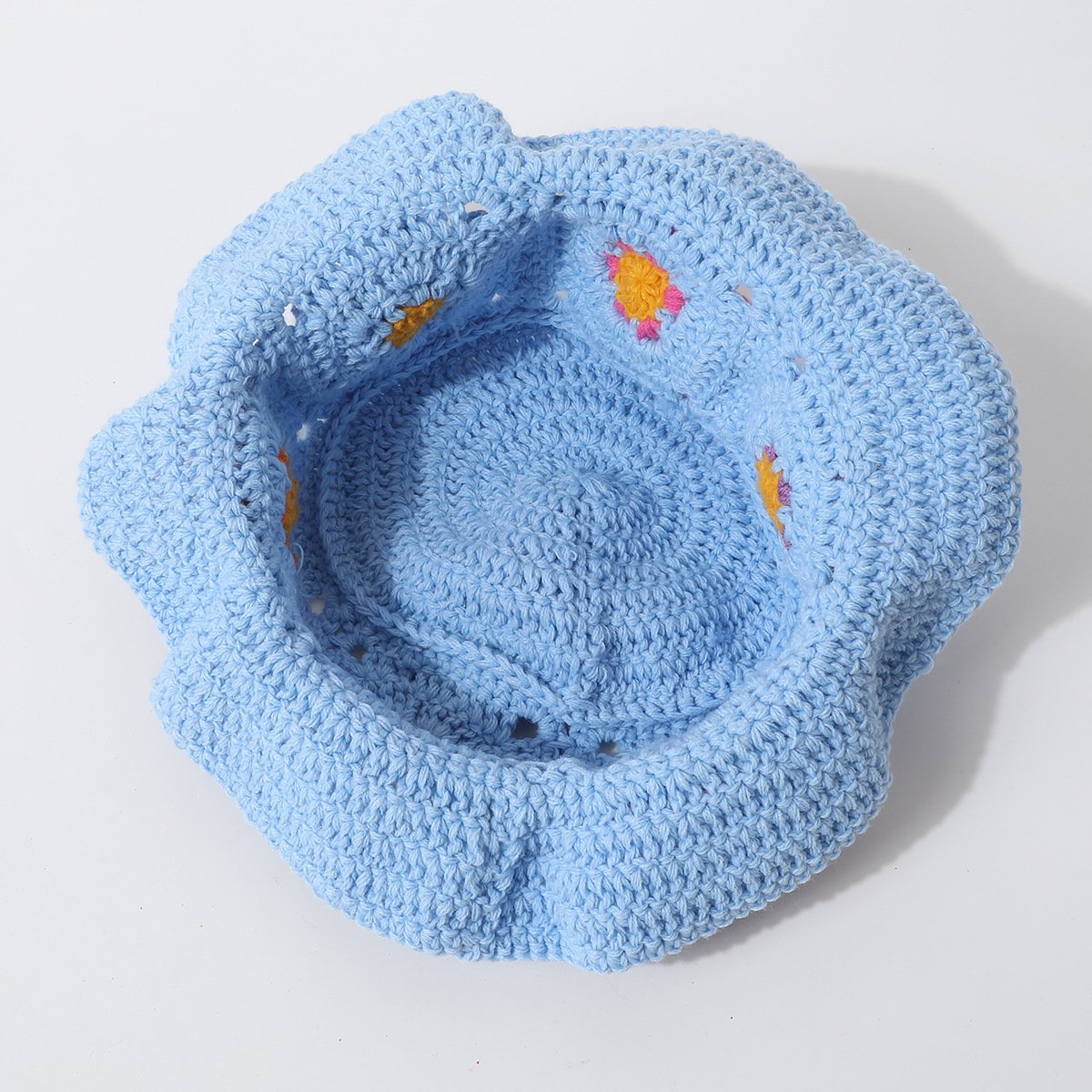 crochet daisy hollow-out bucket hat