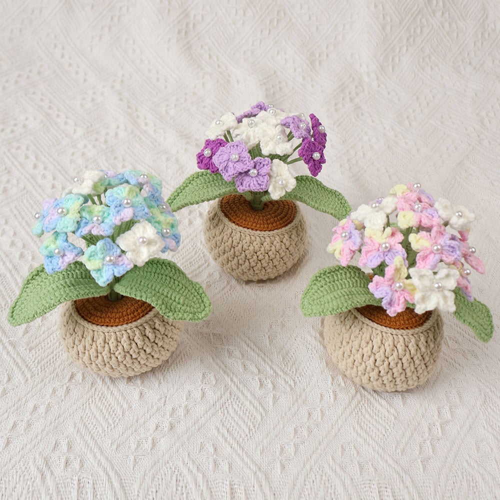 Handmade Crochet Hydrangea Potted Plant