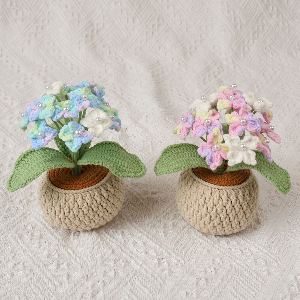 Handmade Crochet Hydrangea Potted Plant