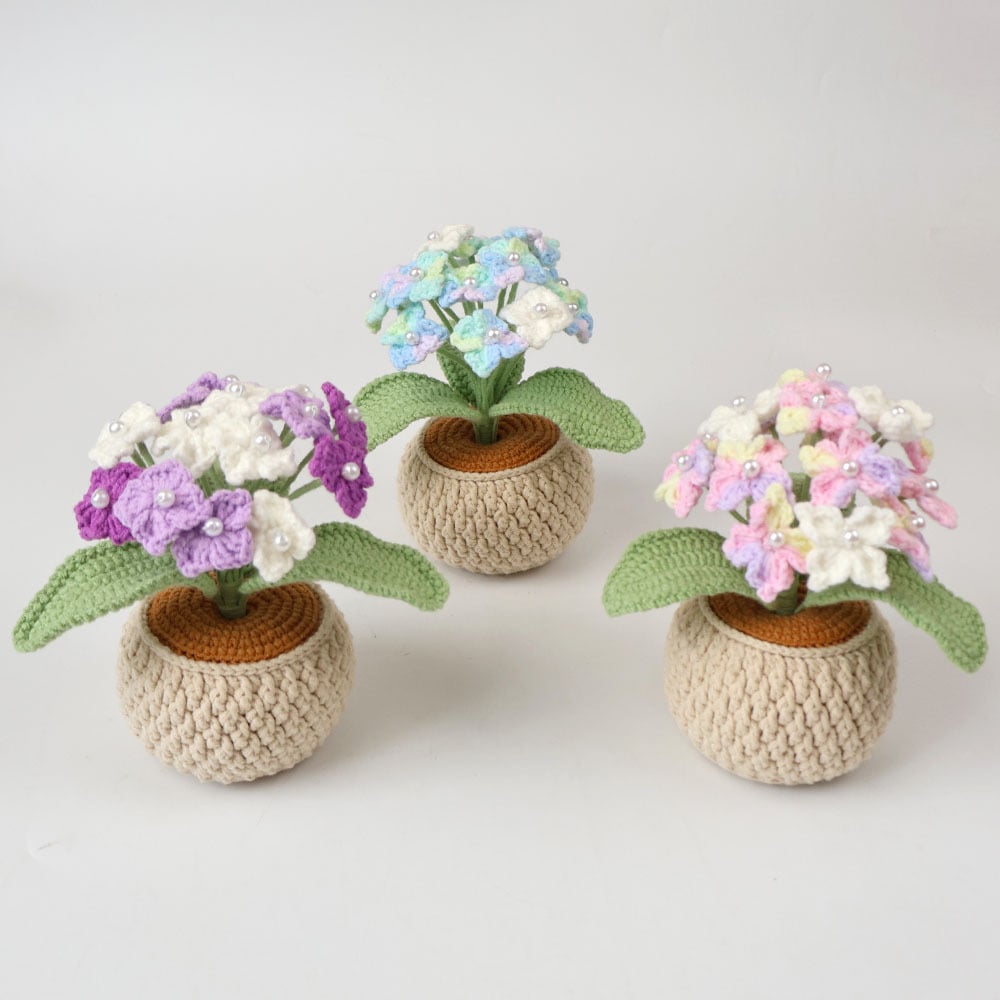 Handmade Crochet Hydrangea Potted Plant