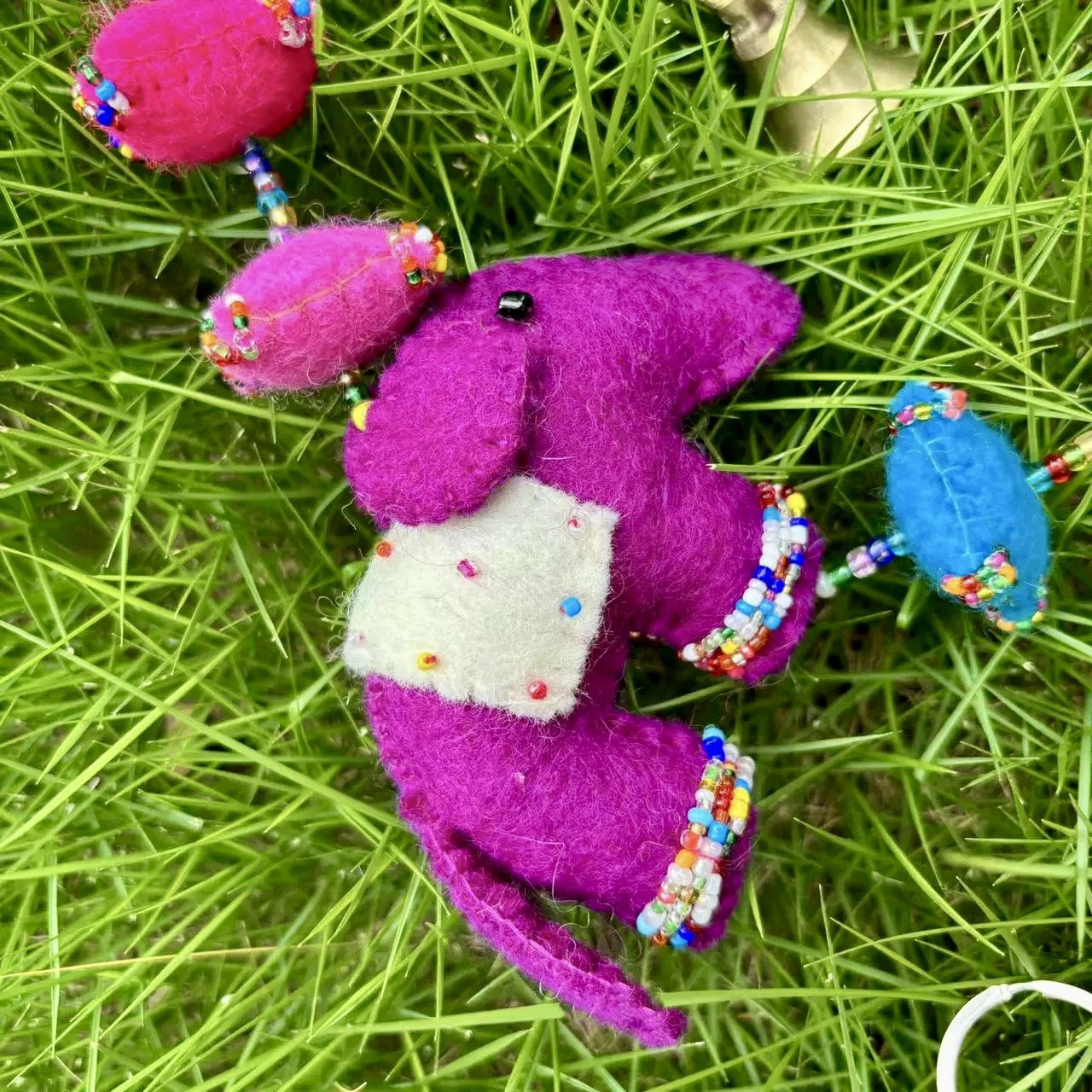 Handmade Felt Colorful Lucky Elephant Wind Chime