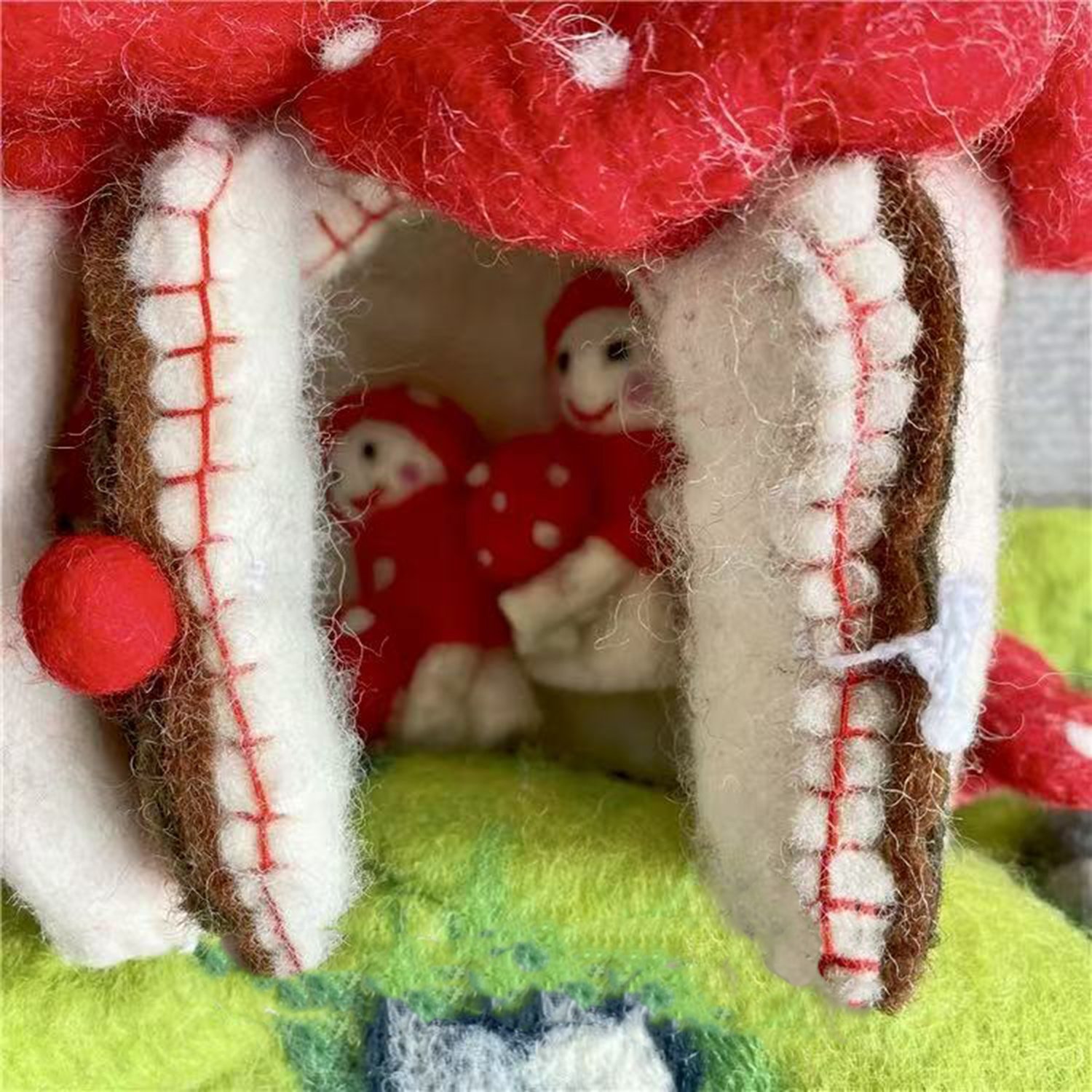 Handmade Felt Mushroom House Diorama