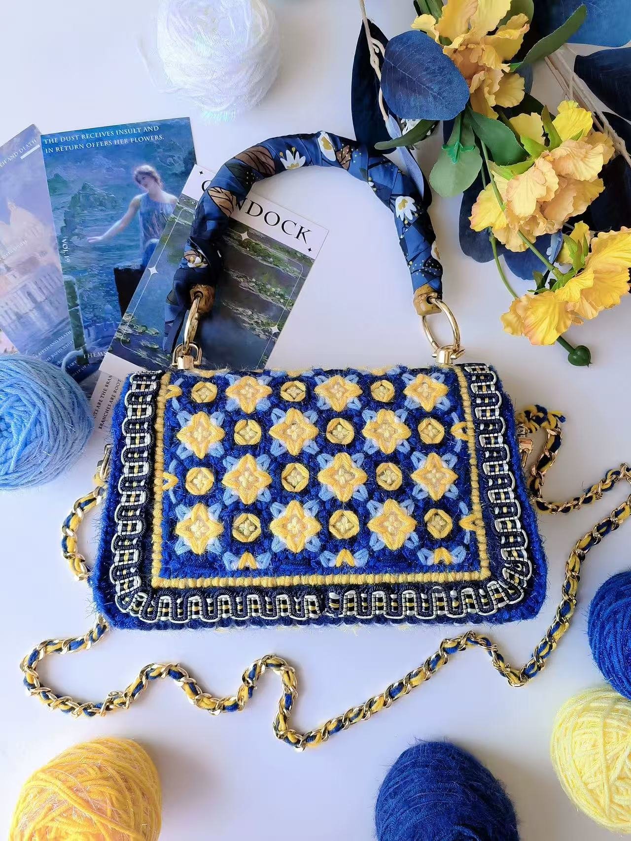 Handmade Starry Night Crochet Bag