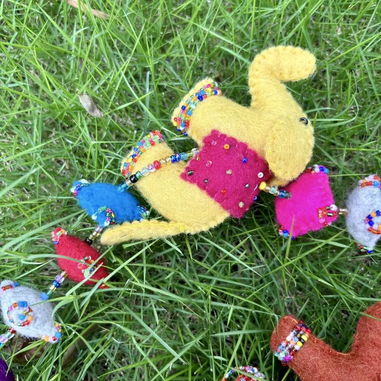 Handmade Felt Colorful Lucky Elephant Wind Chime