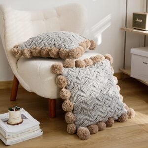 Gray Knitted Blanket Cushion Cover Sets