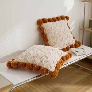 Beige blanket and pillow cover set