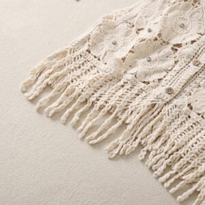 handmade crochet vest with beaded floral