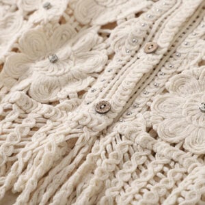 handmade crochet vest with beaded floral