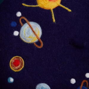 Retro Planet Embroidery Beret